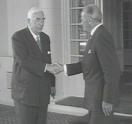 Sir Robert Menzies with the Governor-General, Lord Casey at Government House