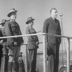 Prime Minister Menzies addressing Australian troops in the Middle East 
