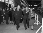 Sir Robert and Dame Pattie at the opening of the Port Kembla Steelworks, 30 August 